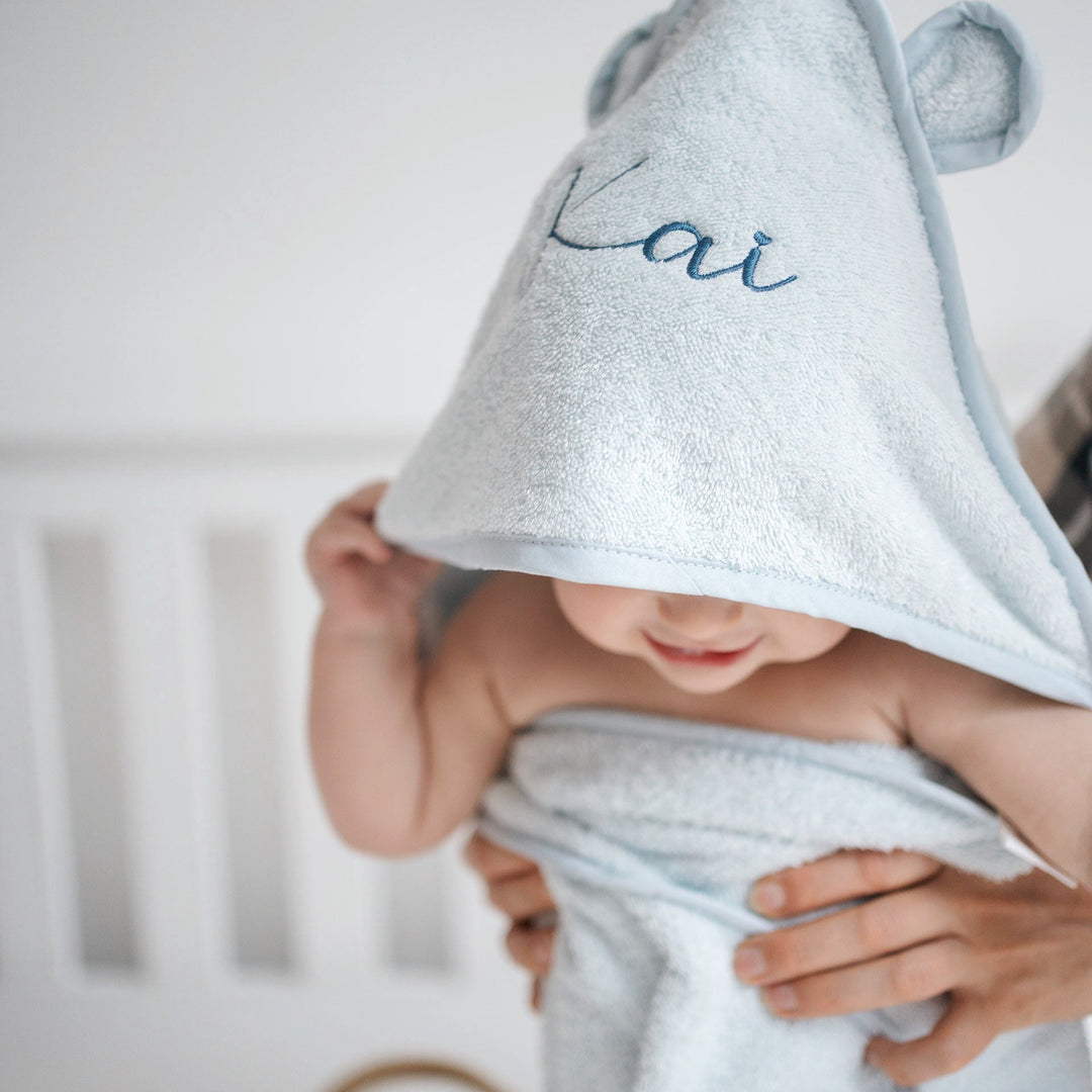 JBØRN Organic Cotton Baby Hooded Towel with Ears - Personalisable Baby Products Sold and Personalised by JustBørn