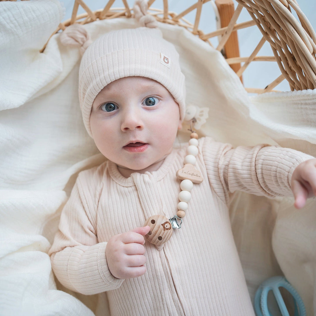 JBØRN Organic Cotton Ribbed Baby Sleep Suit and Hat - Personalisable Baby Products Sold and Personalised by JustBørn