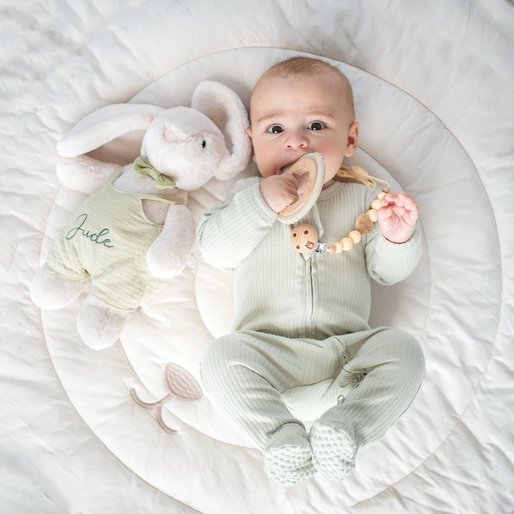 JBØRN Cream Bunny Soft Toy with Personalised Outfit - Personalisable Baby Products Sold and Personalised by JustBørn