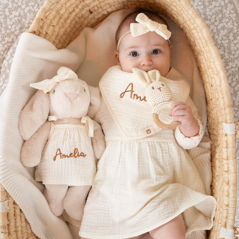 JBØRN New Baby Girl Gift Set | Personalised Teddy & Matching Baby Dress - Personalisable Baby Products Sold and Personalised by JustBørn