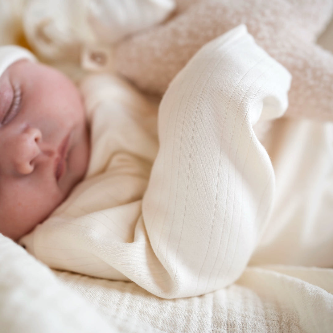 JBØRN Ribbed Bamboo Sleepsuit with Hat | 0–6M - Personalisable Baby Products Sold and Personalised by JustBørn