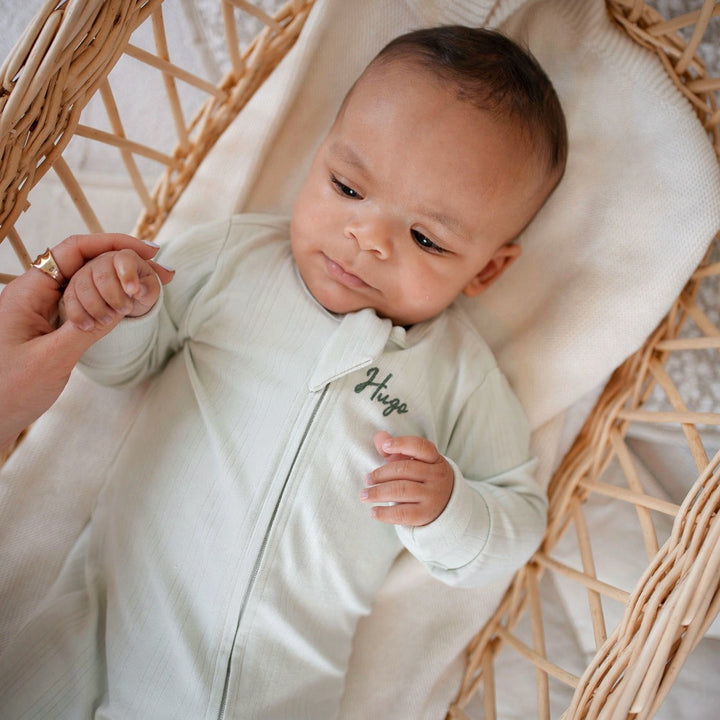 JBØRN Ribbed Bamboo Sleepsuit | 6–12M - Personalisable Baby Products Sold and Personalised by JustBørn