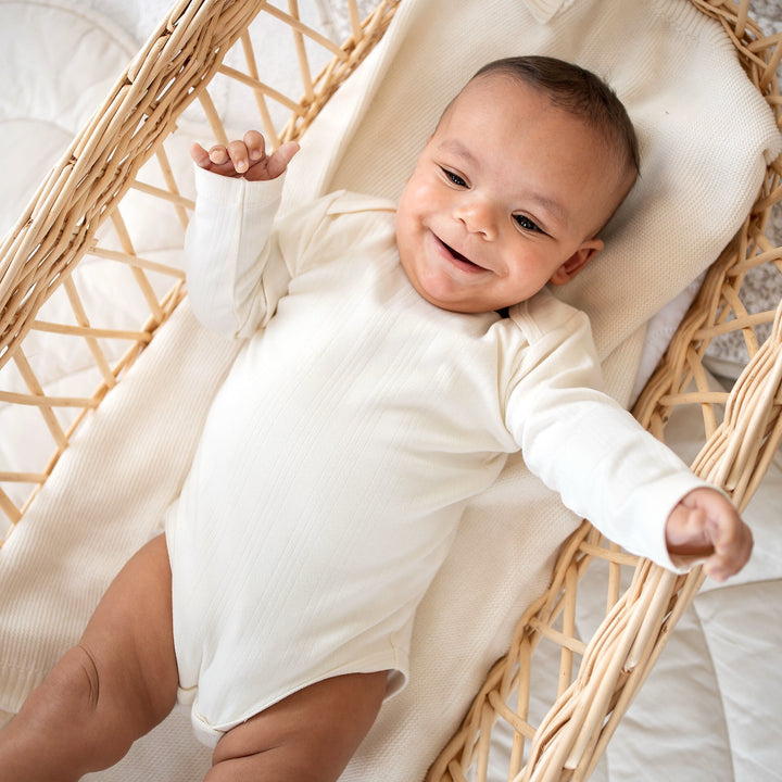 JBØRN Ribbed Bamboo Long Sleeve Bodysuit - Personalisable Baby Products Sold and Personalised by JustBørn