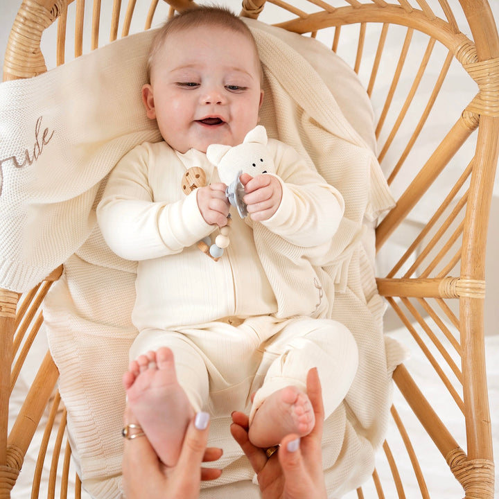 JBØRN Ribbed Bamboo Sleepsuit | 6–12M - Personalisable Baby Products Sold and Personalised by JustBørn