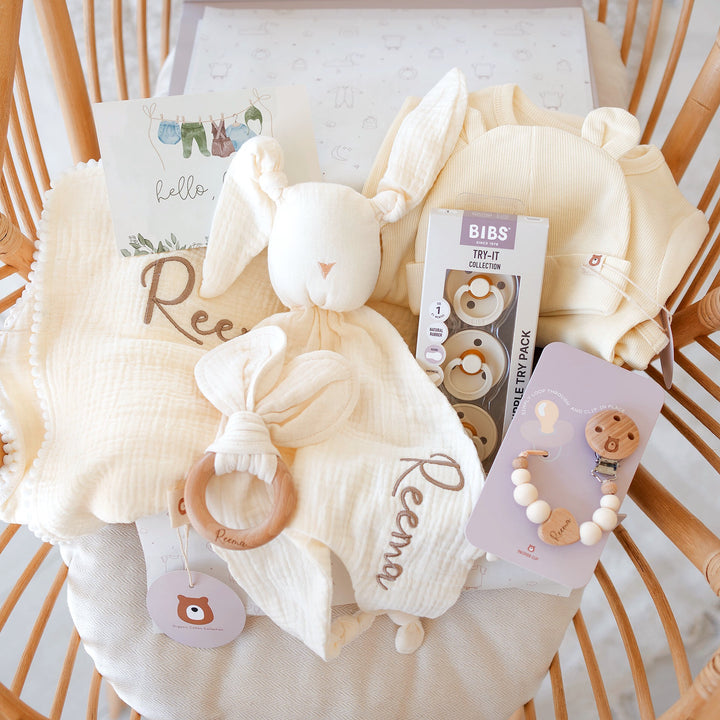 JBØRN x BIBS Welcome Baby Gift Set | Newborn Bundle - Personalisable Baby Products Sold and Personalised by JustBørn