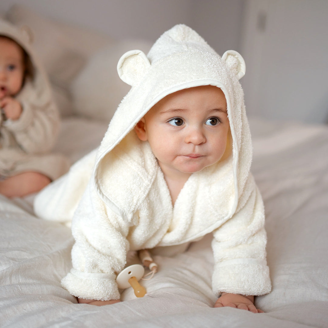 JBØRN Baby Gift Set | Organic Cotton Bathrobe & Hair Brush Set - Personalisable Baby Products Sold and Personalised by JustBørn
