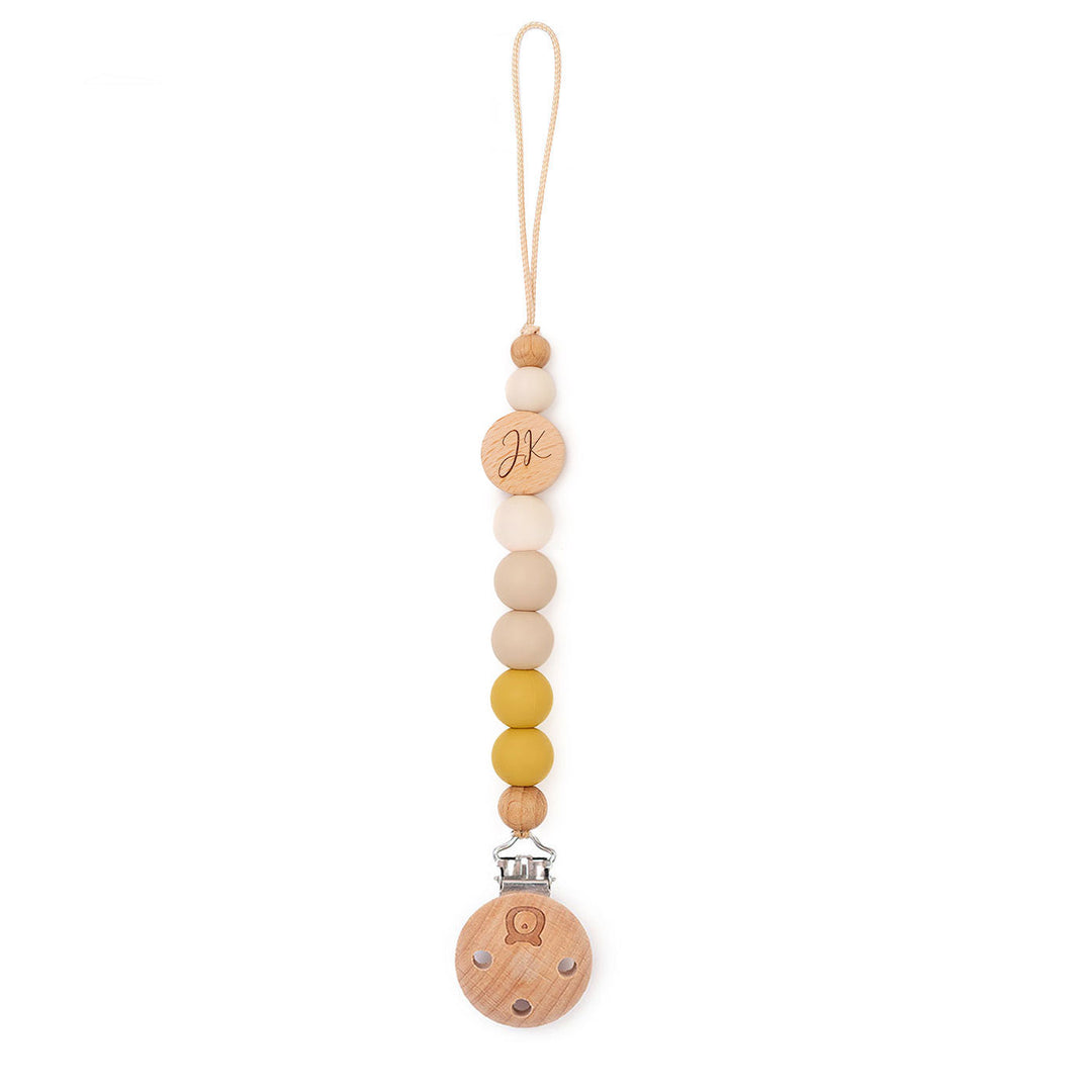 JBØRN COLOUR BLOCK Pacifier Clip in Chamomile, sold by JBørn Baby Products Shop, Personalizable by JustBørn