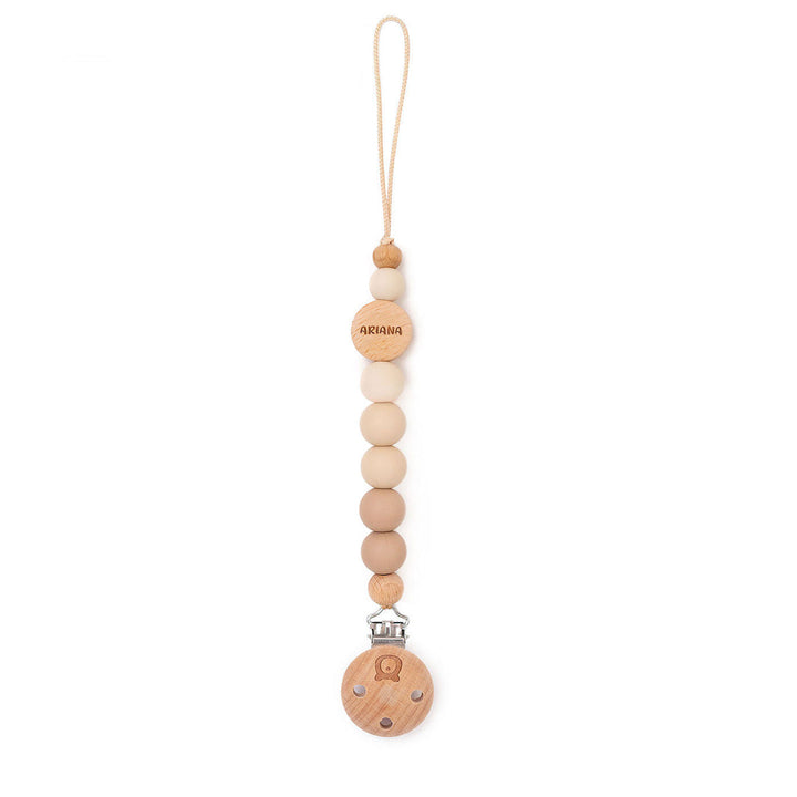 JBØRN COLOUR BLOCK Pacifier Clip in Ivory & Vanilla, sold by JBørn Baby Products Shop, Personalizable by JustBørn