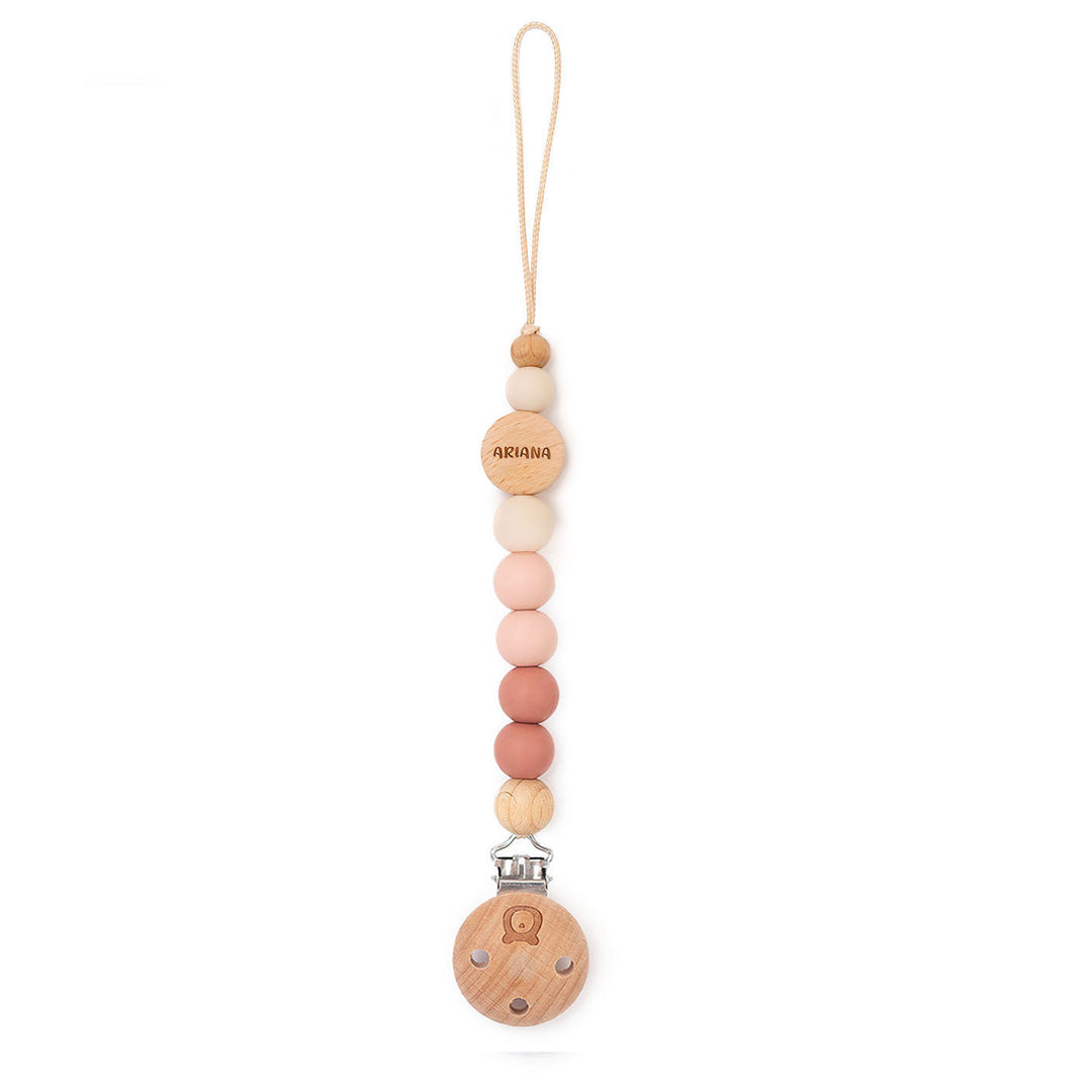 JBØRN COLOUR BLOCK Pacifier Clip in Woodchuck & Blush, sold by JBørn Baby Products Shop, Personalizable by JustBørn