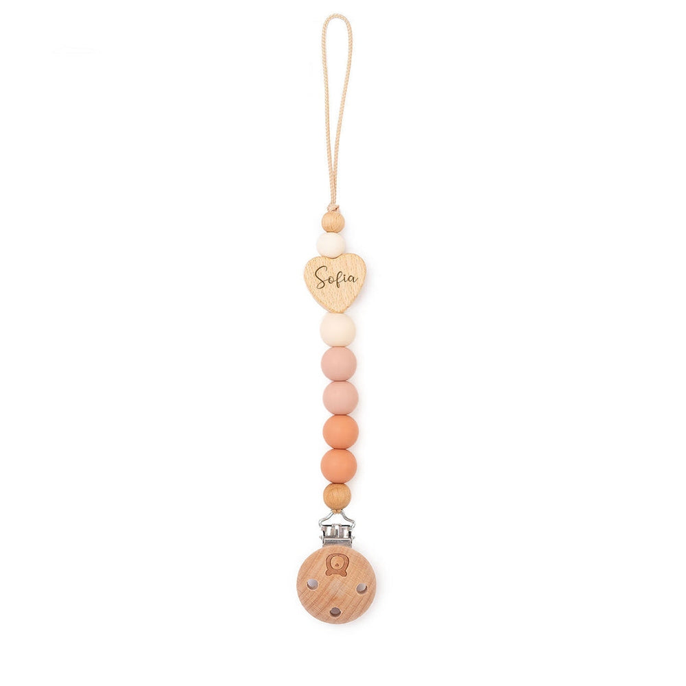 JBØRN HEART Pacifier Clip | Personalisable in Biscuit, sold by JBørn Baby Products Shop, Personalizable by JustBørn