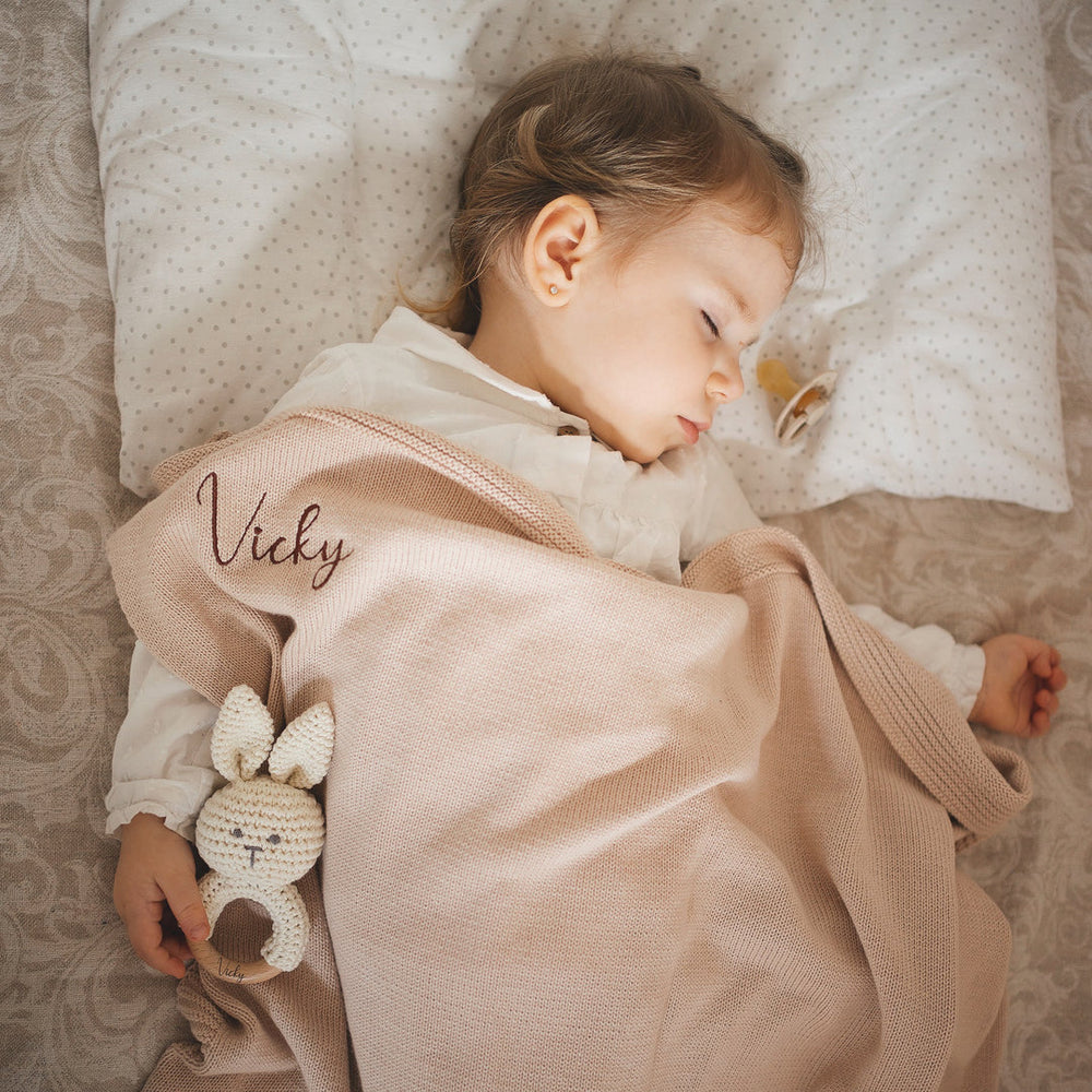 Ivory JBØRN Knitted Blanket | Personalisable by Just Børn sold by JBørn Baby Products Shop