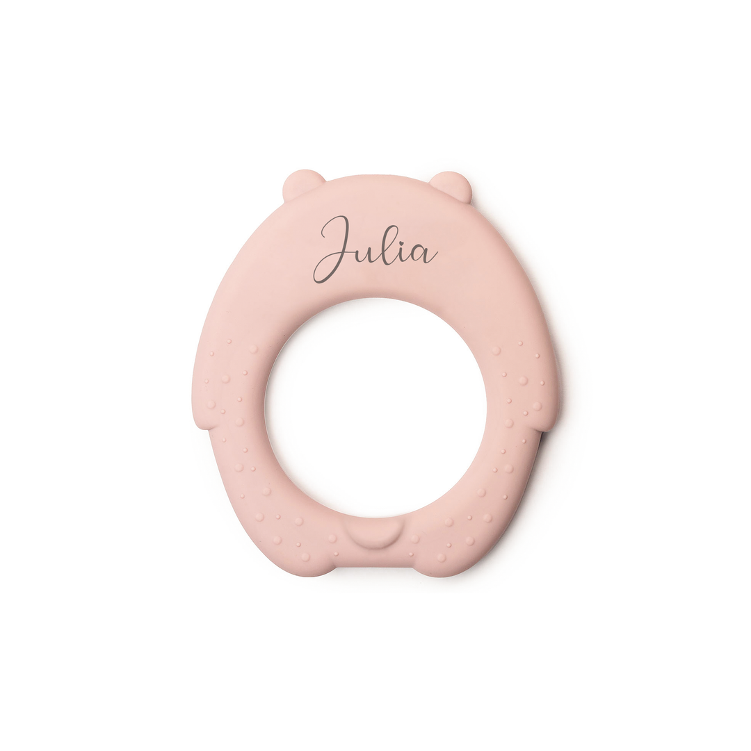 JBØRN Bear Silicone Baby Teether Vanilla Yes - Personalisable Baby Products Sold and Personalised by JustBørn