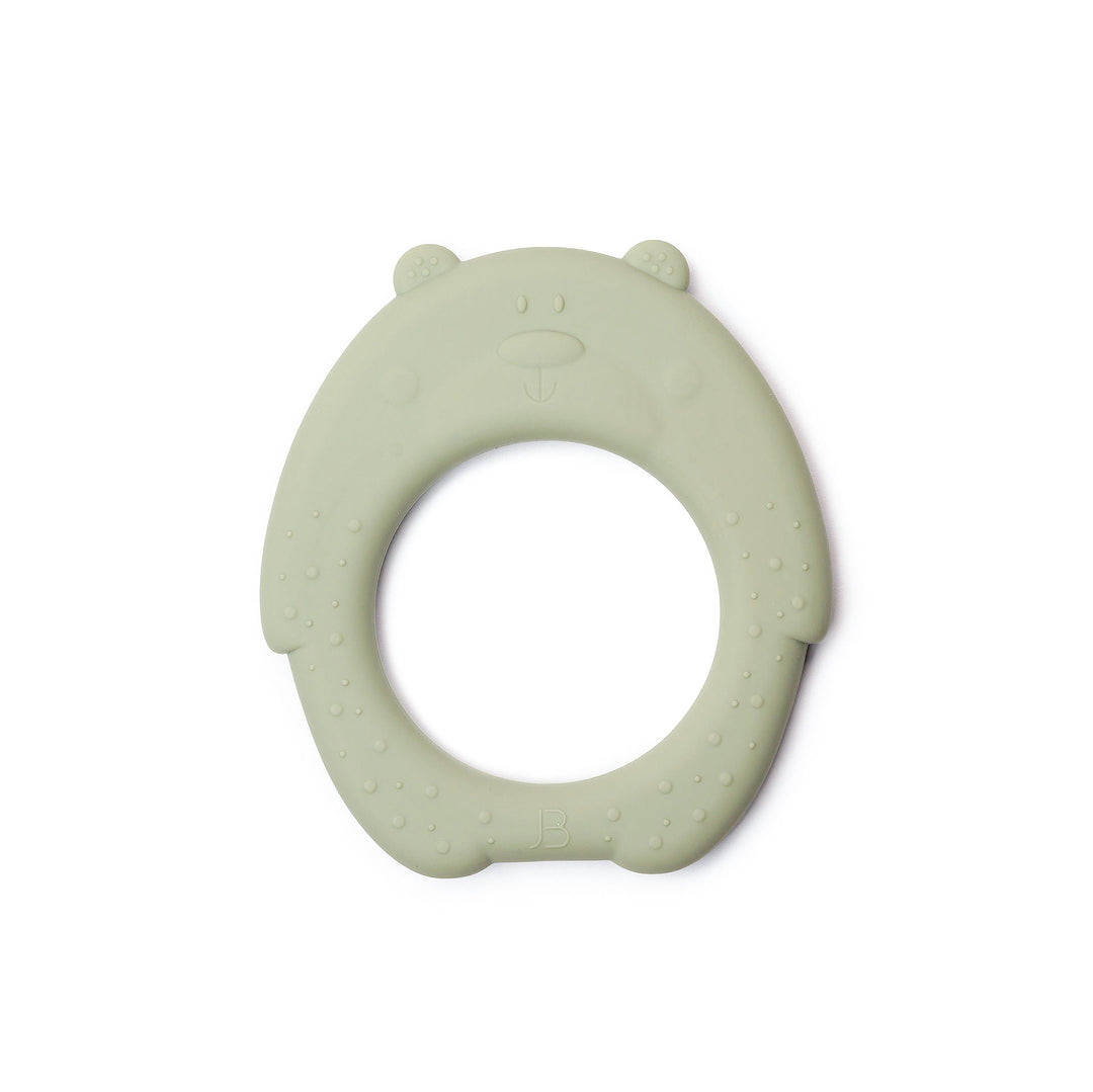 JBØRN Bear Silicone Baby Teether Sage No - Personalisable Baby Products Sold and Personalised by JustBørn