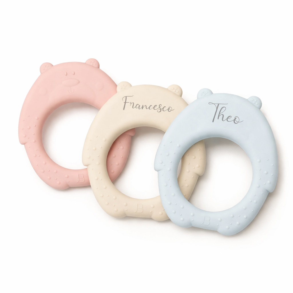 JBØRN Bear Silicone Baby Teether - Personalisable Baby Products Sold and Personalised by JustBørn