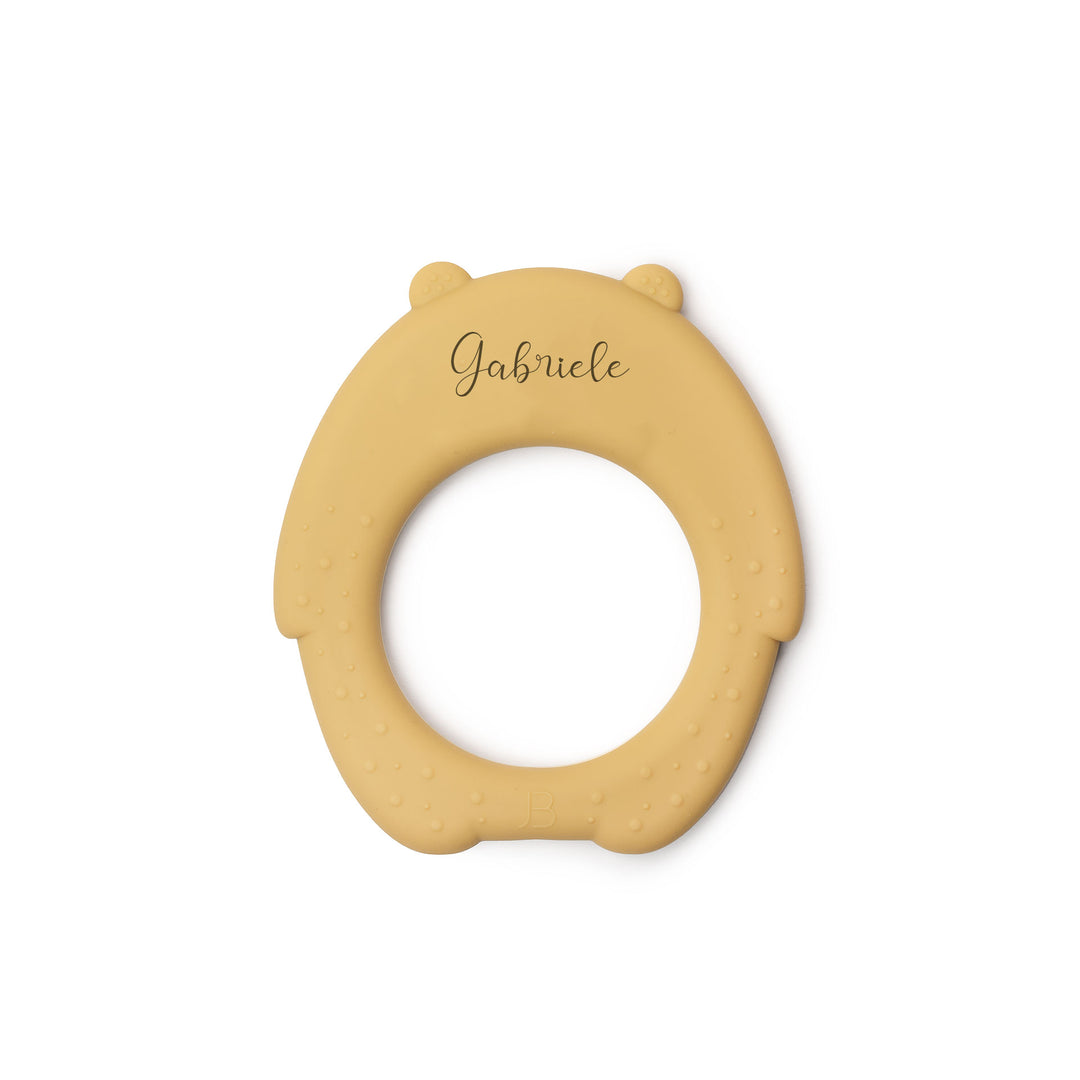 JBØRN Bear Silicone Baby Teether Honey Gold Yes - Personalisable Baby Products Sold and Personalised by JustBørn