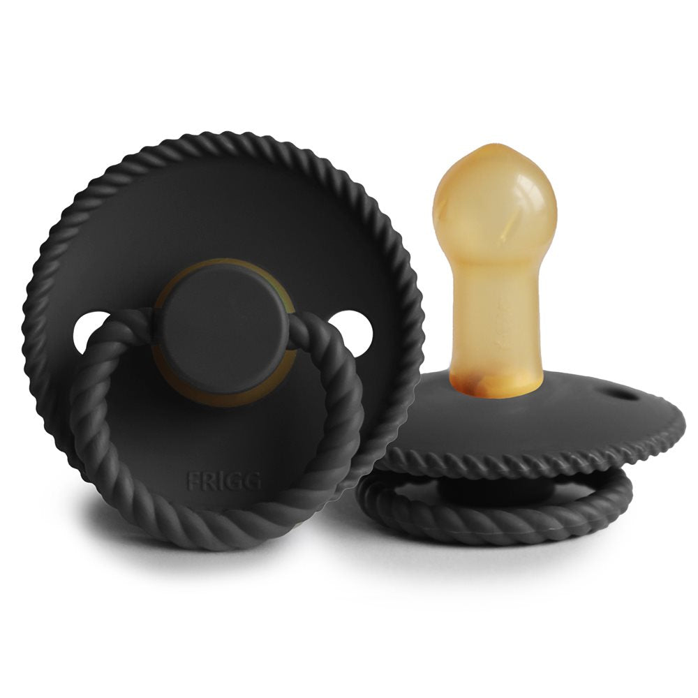 FRIGG Rope Natural Rubber Latex Pacifiers in Jet Black, sold by JBørn Baby Products Shop, Personalizable by JustBørn