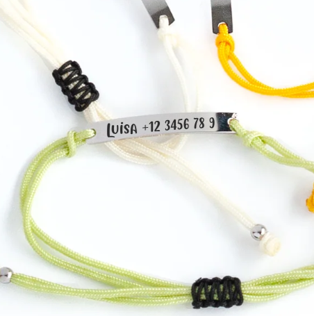 JBØRN SOS Cord Bracelet with Quote Plate | Personalisable - Personalisable Baby Products Sold and Personalised by JustBørn