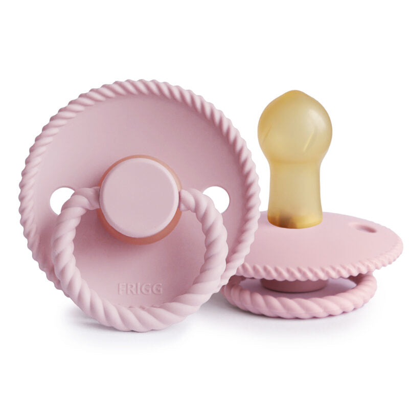 FRIGG Rope Natural Rubber Latex Pacifiers in Baby Pink, sold by JBørn Baby Products Shop, Personalizable by JustBørn