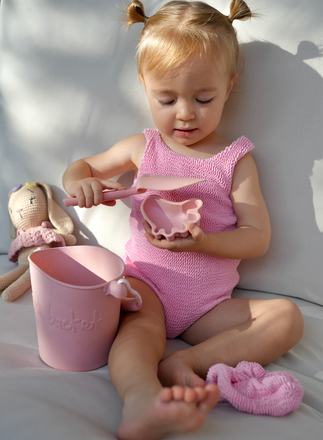 JBØRN Baby Girl Classic Crinkle Swimsuit in Crinkle Baby Pink, sold by JBørn Baby Products Shop, Personalizable by JustBørn