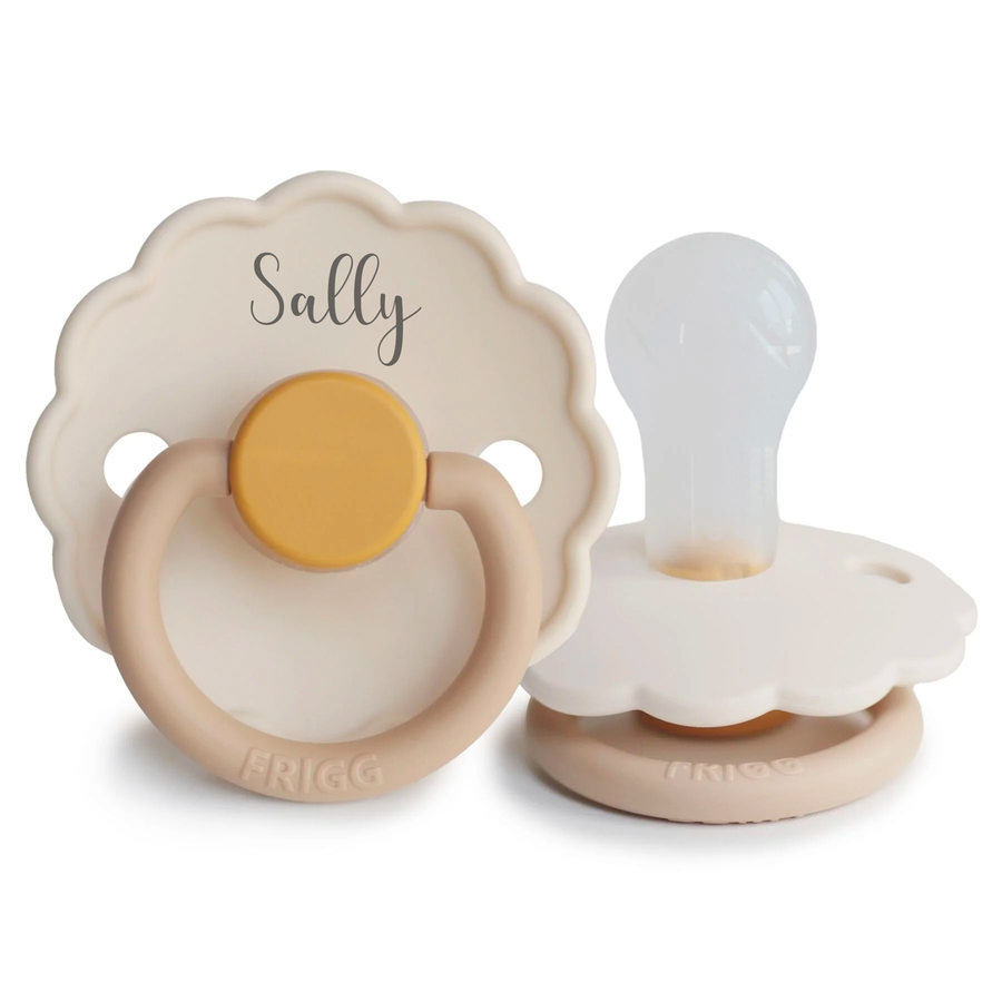 Bright White FRIGG Daisy Silicone Pacifier | Personalised by FRIGG sold by JBørn Baby Products Shop