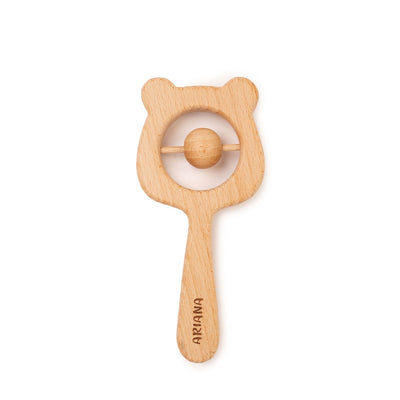 JBØRN Wooden Teddy Rattle & Teether | Personalisable - Personalisable Baby Products Sold and Personalised by JustBørn