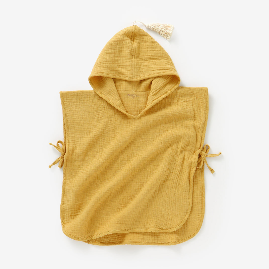 JBØRN Organic Cotton Muslin Hooded Poncho Towel | Personalisable in Muslin Honey Gold, sold by JBørn Baby Products Shop, Personalizable by JustBørn