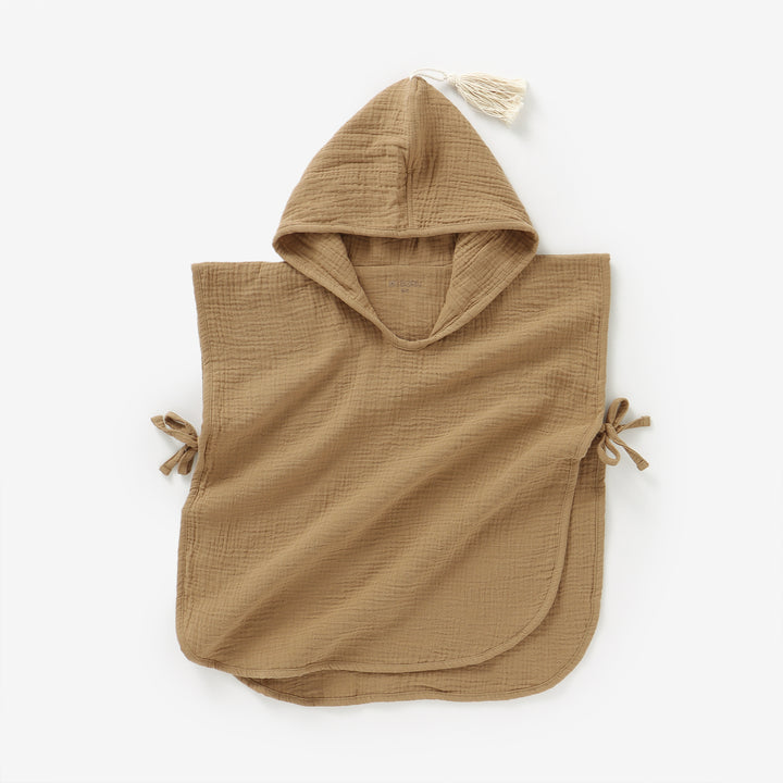JBØRN Organic Cotton Muslin Hooded Poncho Towel | Personalisable in Muslin Cappuccino, sold by JBørn Baby Products Shop, Personalizable by JustBørn