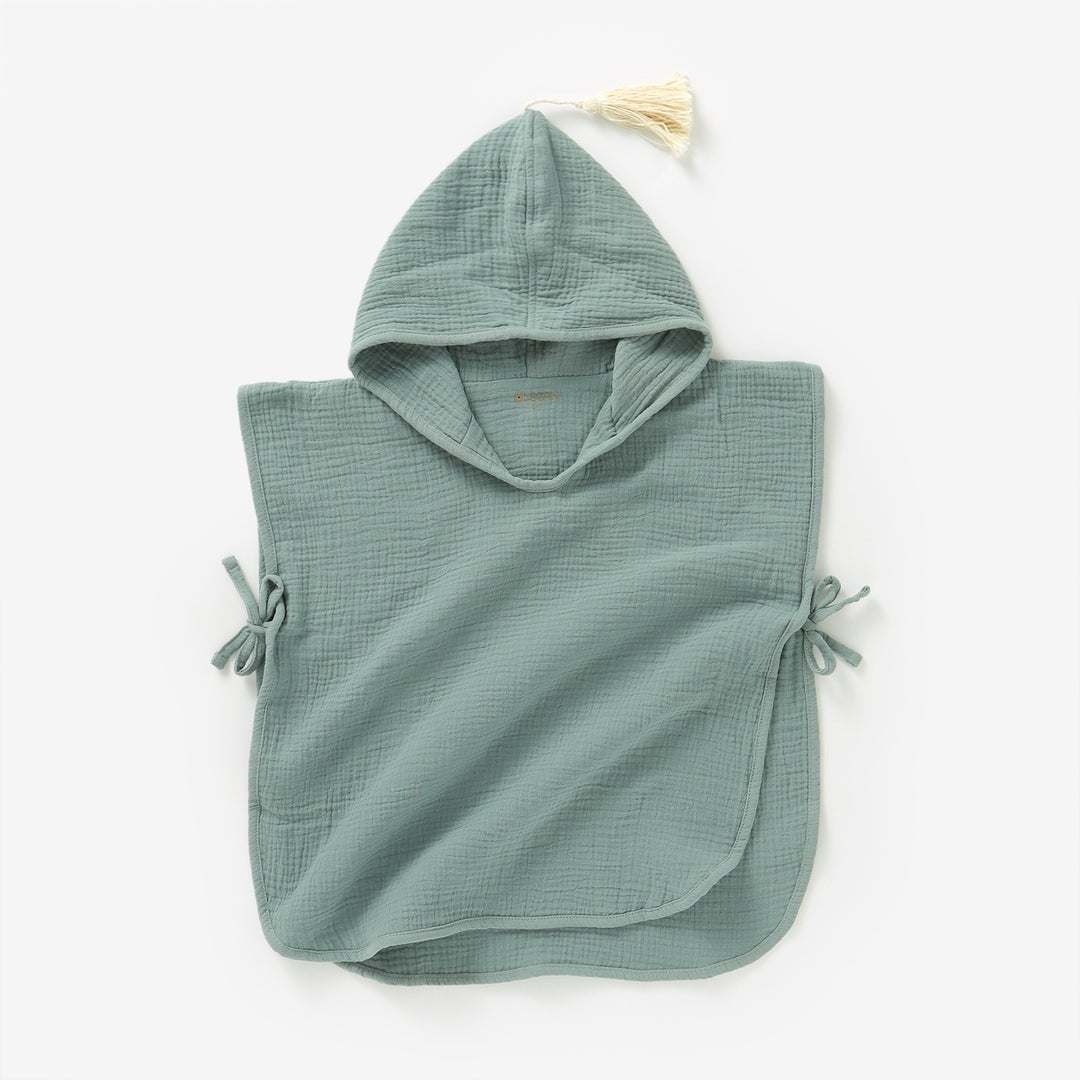 JBØRN Organic Cotton Muslin Hooded Poncho Towel | Personalisable in Muslin Lily Pad, sold by JBørn Baby Products Shop, Personalizable by JustBørn