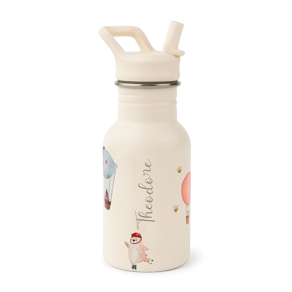 JBØRN Personalised Stainless Steel Kids Water Bottle Adventure Bear Yes - Personalisable Baby Products Sold and Personalised by JustBørn