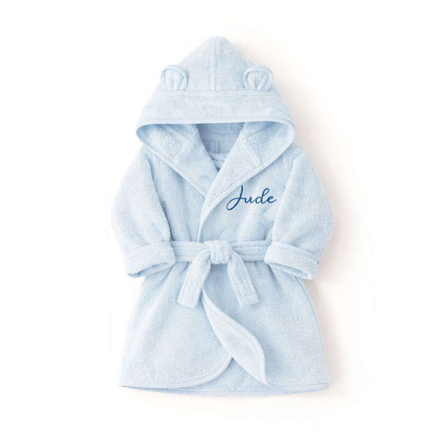 JBØRN Organic Cotton Baby Hooded Towelling Bathrobe - Personalisable Baby Products Sold and Personalised by JustBørn