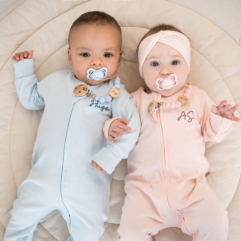 JBØRN Ribbed Bamboo Sleepsuit with Hat | 0–6M - Personalisable Baby Products Sold and Personalised by JustBørn