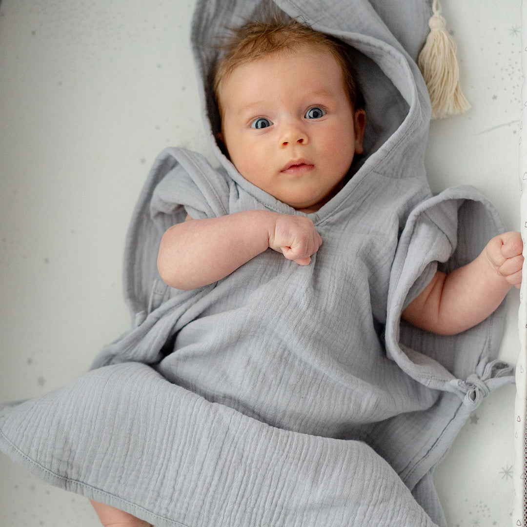 Poncho de baño para bebe de muselina