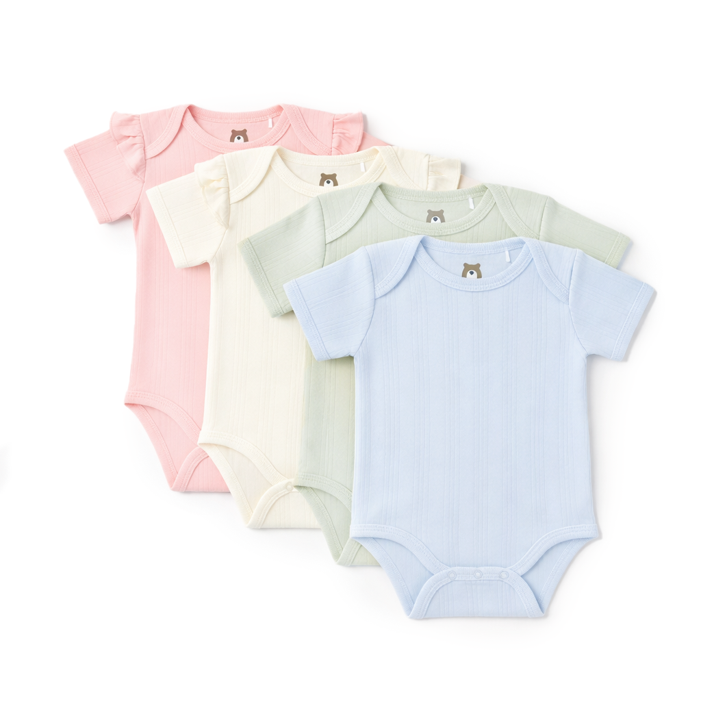 JBØRN Ribbed Bamboo Short Sleeve Bodysuit - Personalisable Baby Products Sold and Personalised by JustBørn