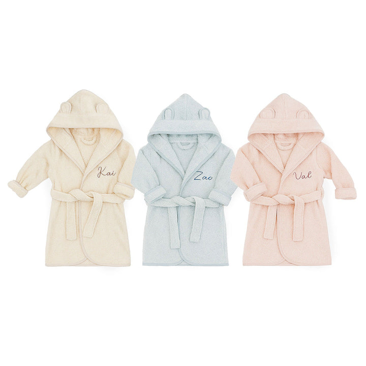 JBØRN Organic Cotton Baby Hooded Towelling Bathrobe - Personalisable Baby Products Sold and Personalised by JustBørn