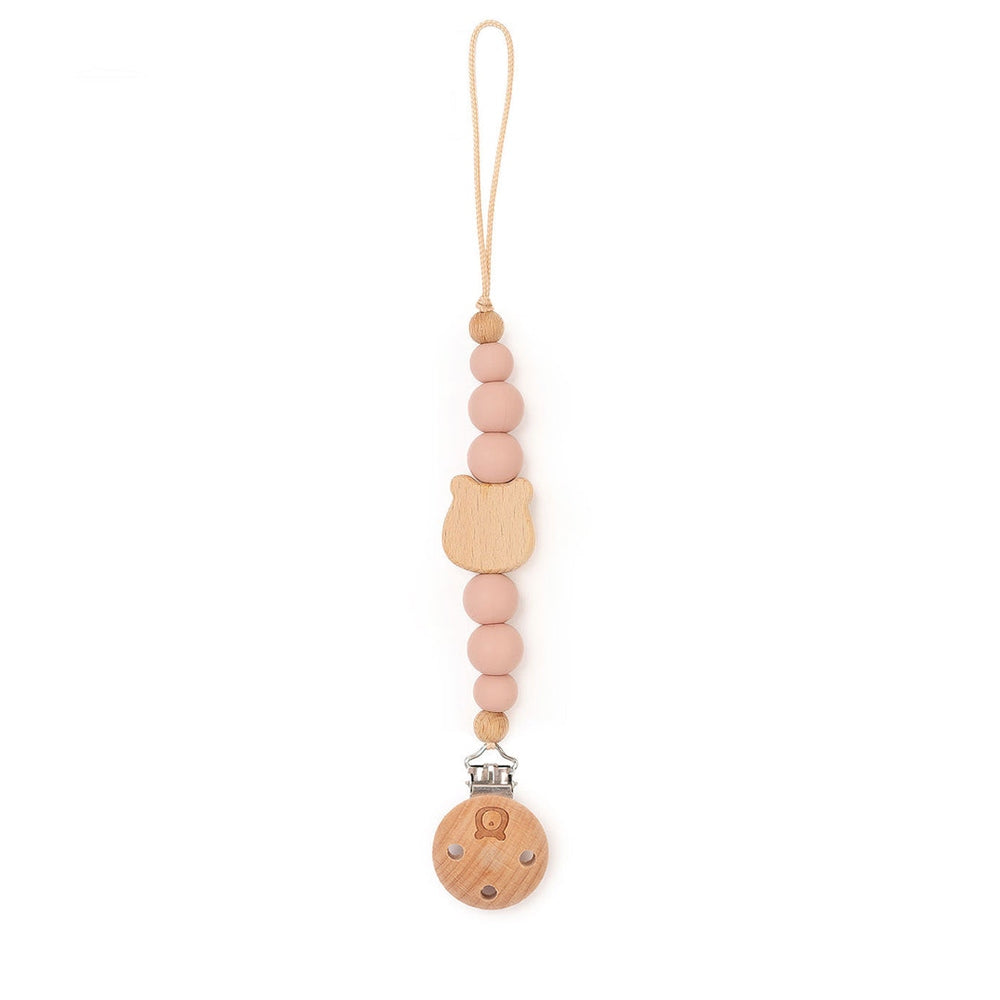 JBØRN BEAR Pacifier Clip | Personalisable in Blush, sold by JBørn Baby Products Shop, Personalizable by JustBørn