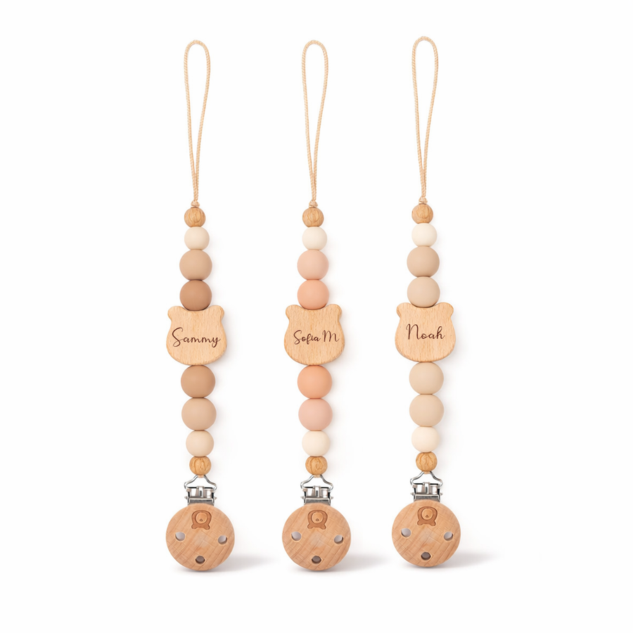 JBØRN Bear Pacifier Clip - Personalisable Baby Products Sold and Personalised by JustBørn