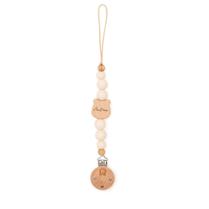 JBØRN BEAR Pacifier Clip | Personalisable in Ivory, sold by JBørn Baby Products Shop, Personalizable by JustBørn