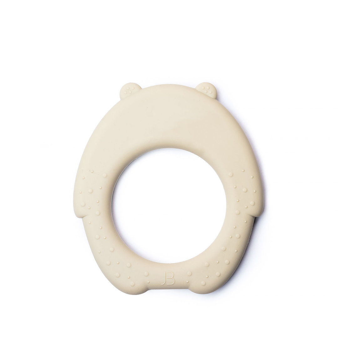 JBØRN Bear Silicone Baby Teether Vanilla - Personalisable Baby Products Sold and Personalised by JustBørn