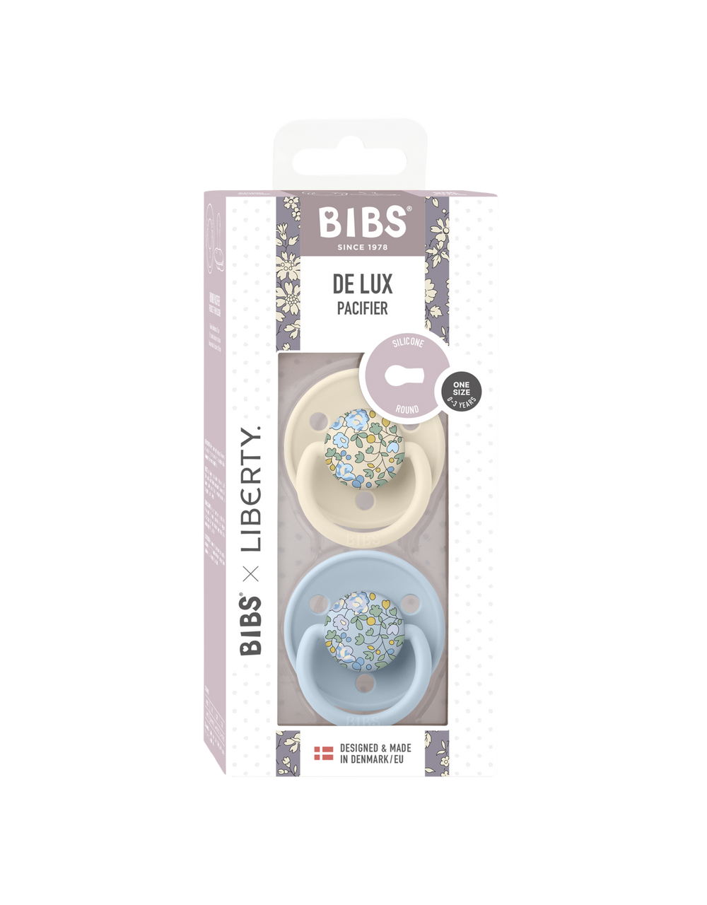 BIBS x LIBERTY Pacifiers De Lux Eloise Baby Blue Set - Personalisable Baby Products Sold and Personalised by JustBørn