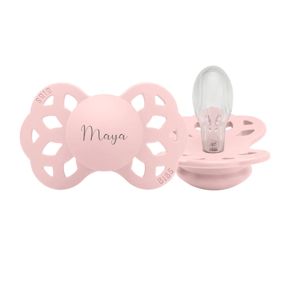 BIBS Infinity Symmetrical Silicone Pacifiers | Personalised in Blossom, sold by JBørn Baby Products Shop, Personalizable by JustBørn