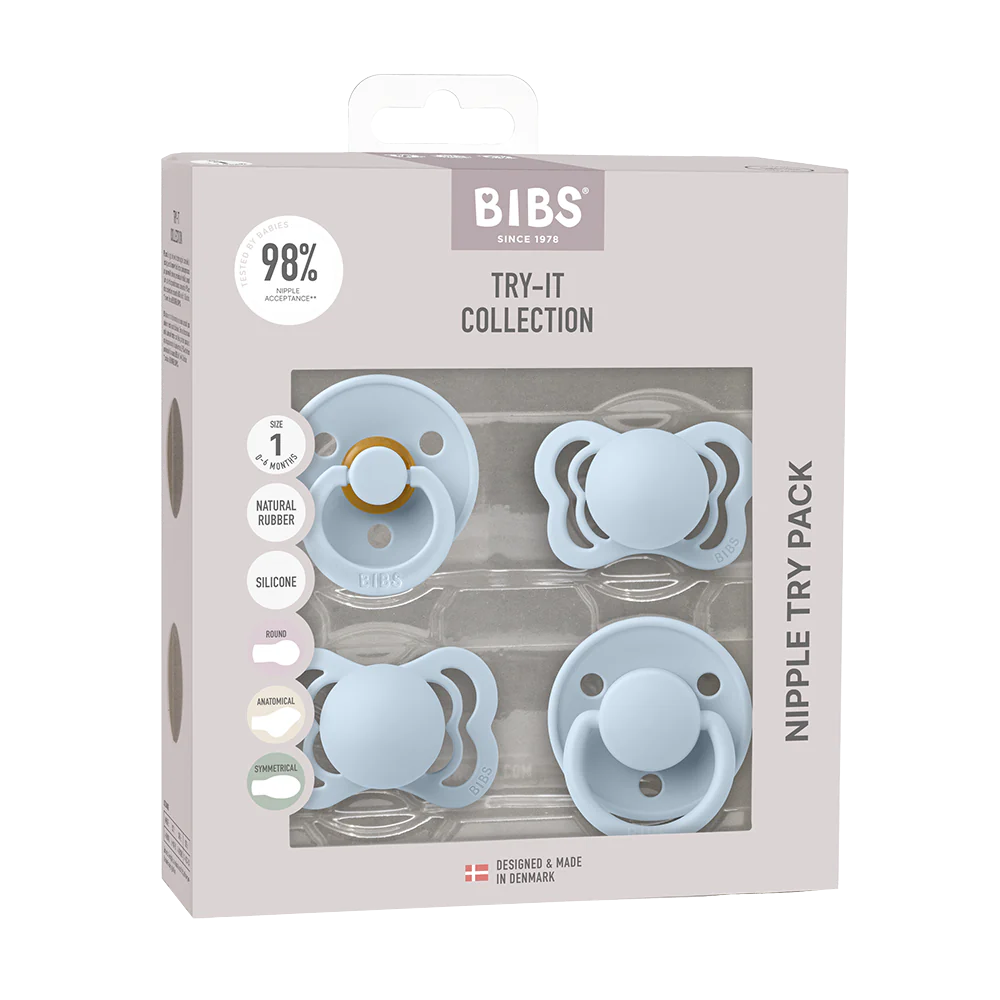 BIBS Pacifiers - Try-It Collection Baby Blue - Personalisable Baby Products Sold and Personalised by JustBørn
