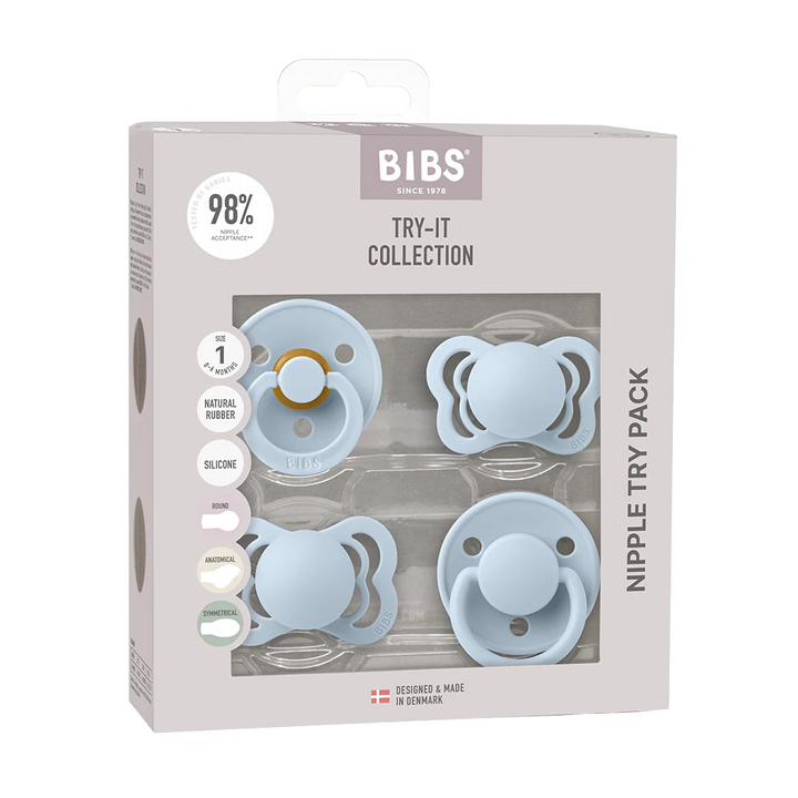 BIBS Pacifiers - Try-It Collection Baby Blue - Personalisable Baby Products Sold and Personalised by JustBørn