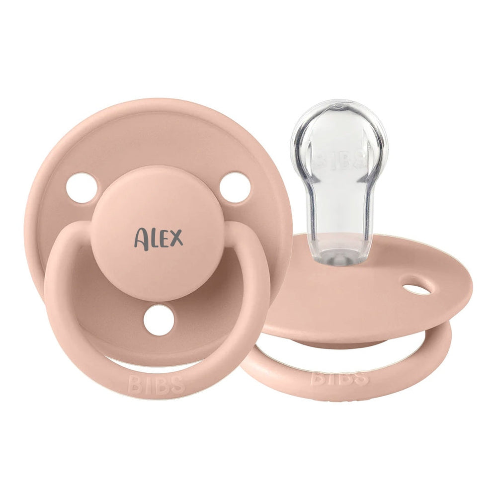 BIBS De Lux Silicone Pacifiers | One Size | Personalised in Blush, sold by JBørn Baby Products Shop, Personalizable by JustBørn