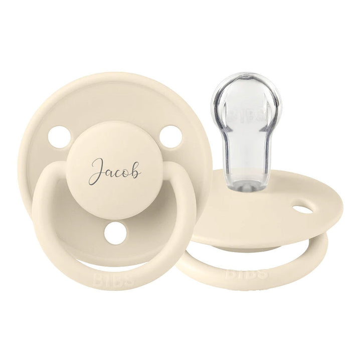 BIBS De Lux Silicone Pacifiers | One Size | Personalised in Ivory, sold by JBørn Baby Products Shop, Personalizable by JustBørn