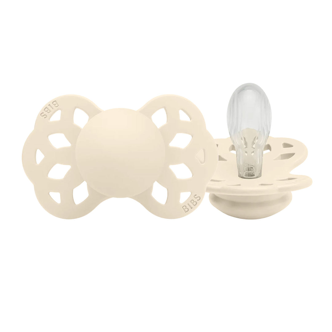 BIBS Infinity Symmetrical Silicone Pacifiers in Ivory, sold by JBørn Baby Products Shop, Personalizable by JustBørn