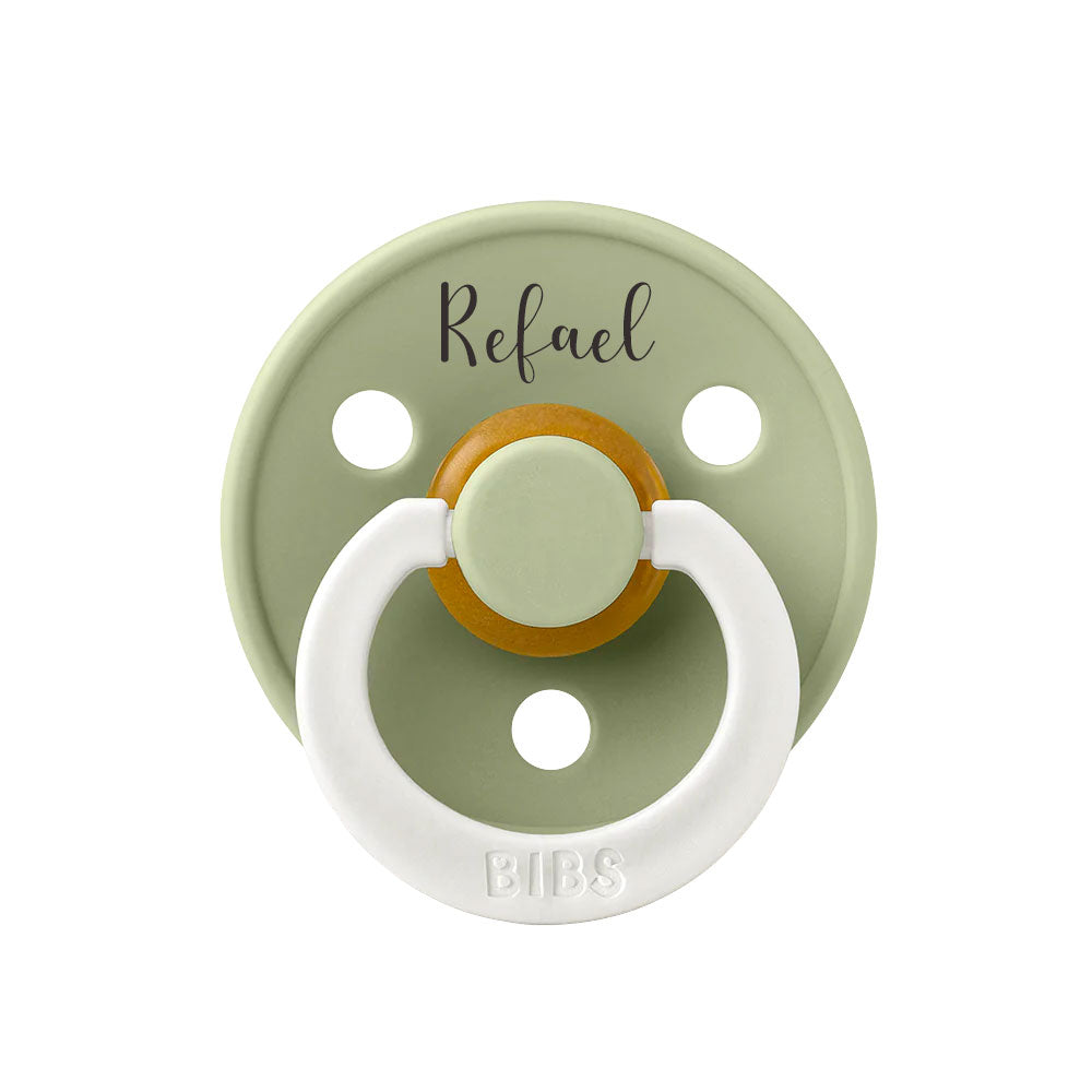BIBS Colour Natural Rubber Latex Pacifiers (Size 3) | Personalised in Sage Night Glow, sold by JBørn Baby Products Shop, Personalizable by JustBørn
