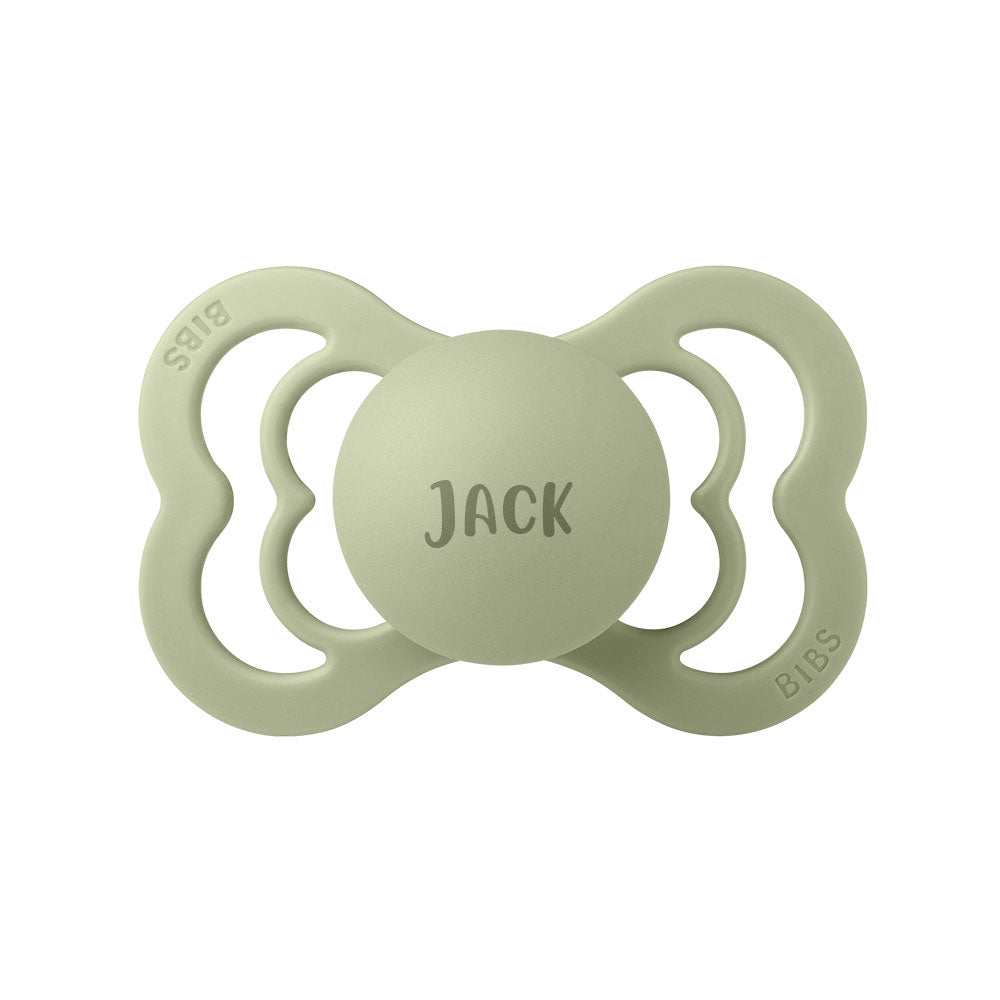 BIBS SUPREME Silicone Pacifiers | Personalised in Sage, sold by JBørn Baby Products Shop, Personalizable by JustBørn