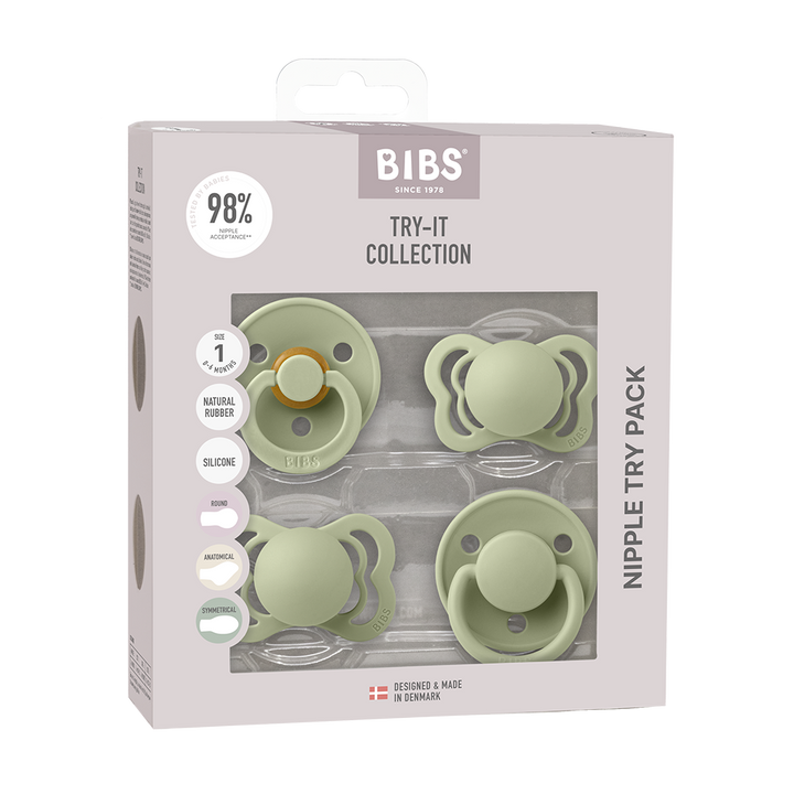 BIBS Pacifiers - Try-It Collection Sage - Personalisable Baby Products Sold and Personalised by JustBørn