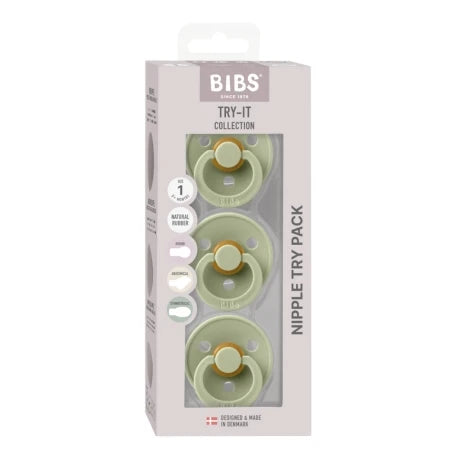 BIBS Colour Pacifiers - Try-It Collection - Pack of 3 Sage - Personalisable Baby Products Sold and Personalised by JustBørn