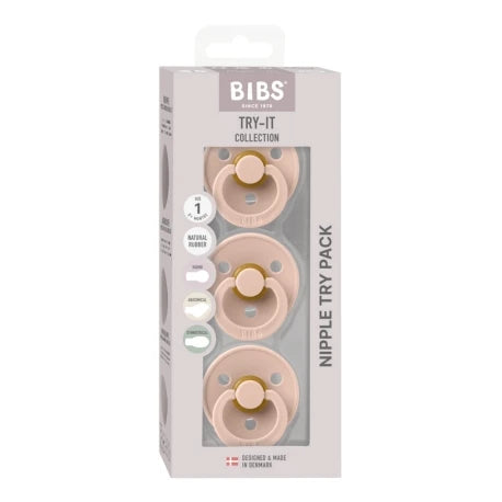 BIBS Colour Pacifiers - Try-It Collection - Pack of 3 Blush - Personalisable Baby Products Sold and Personalised by JustBørn